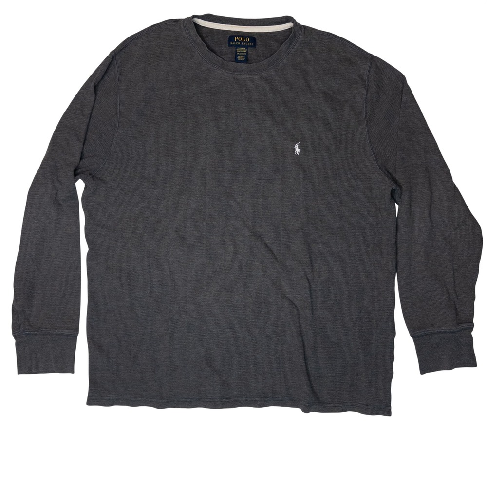 Polo Ralph Lauren Thermal Shirt Mens 2XL Gray Good Waffle Knit Long Sleeve